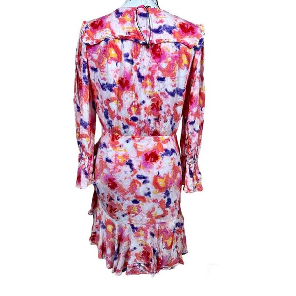 Betsey Johnson pink dress floral side ruched long sleeve size 8 soft girl barbie - Picture 2 of 16